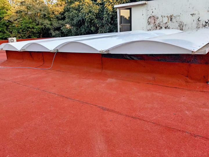 Curved-panel skylight on a rooftop