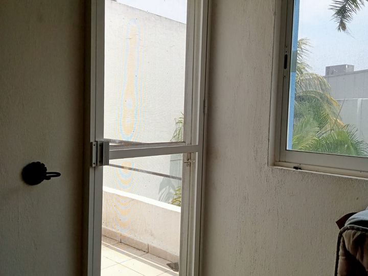 Hinged insect screen on a terrace door with a screened window